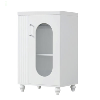 Meuble-lavabo de 20 po avec lavabo, meuble-lavabo avec tablette à deux niveaux, tablette réglable, bois massif et panneau de fibres à densité moyenne, blanc