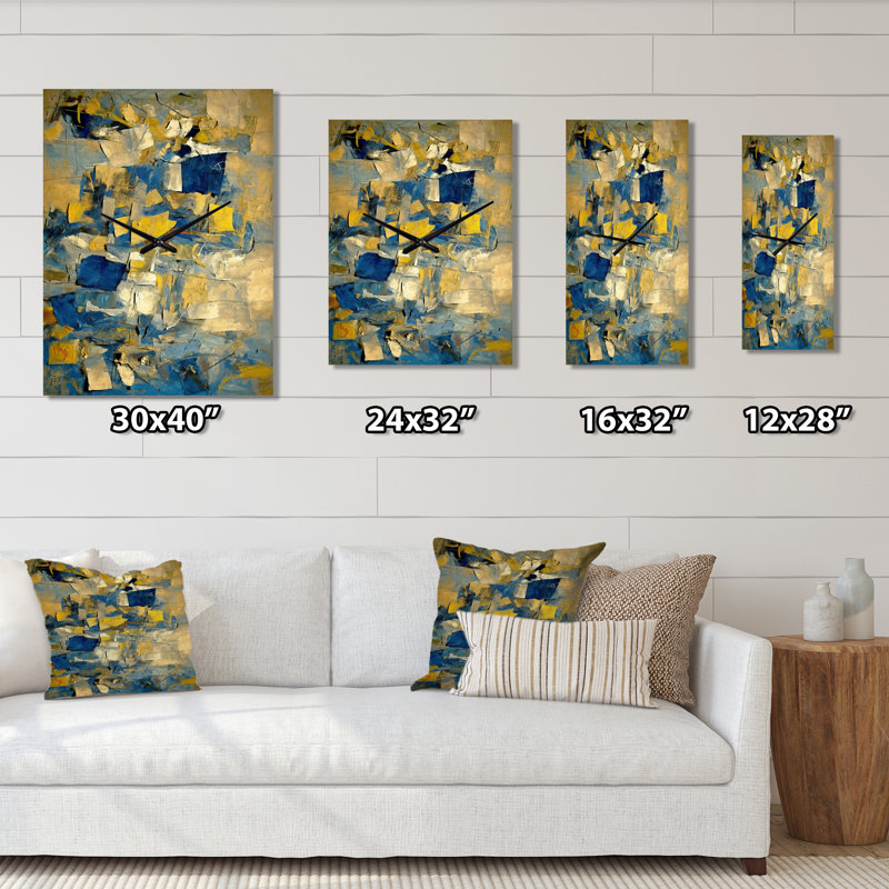 Horloge murale rétro rétro Sunset Expressionism I - Collages abstraits, H 32 po x l 16 po x P 1 po