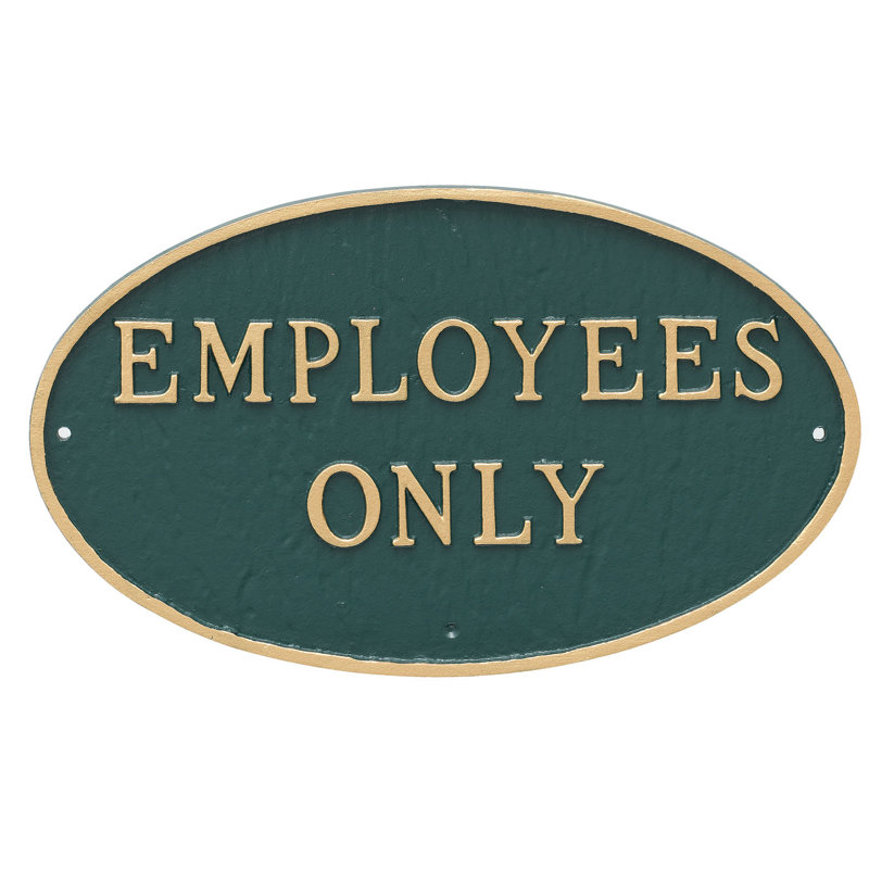 Plaque de jardin pour les employés seulement de bog, Vert forêt / doré, H 8,5 po x l 13 po x P 0,25 po