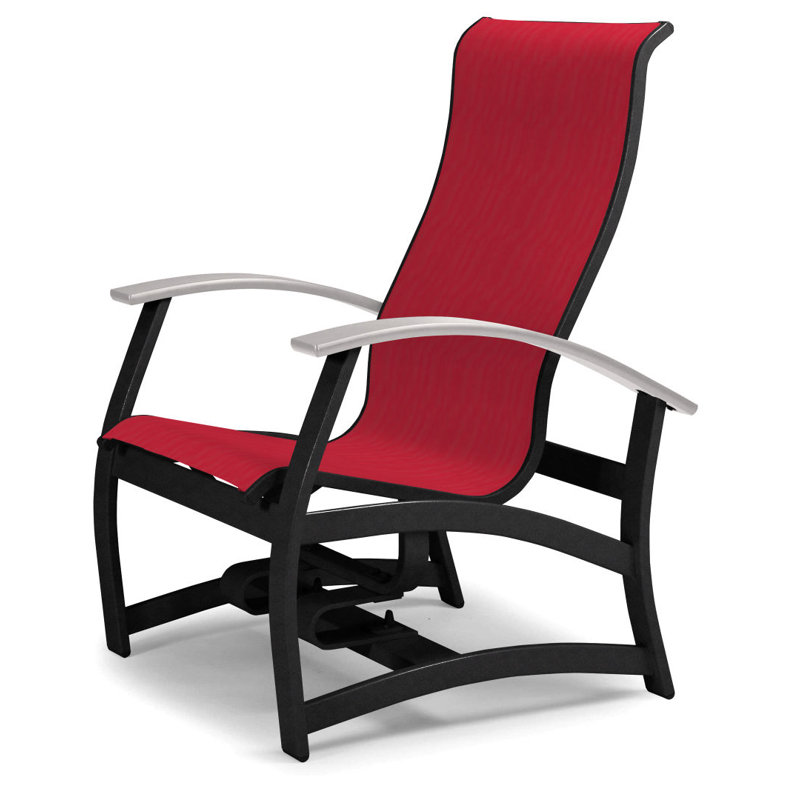 Askar Powder Coated Aluminum Outdoor Lounge Chair, White P50, Red 1D Sunbrella®, Textured Desert