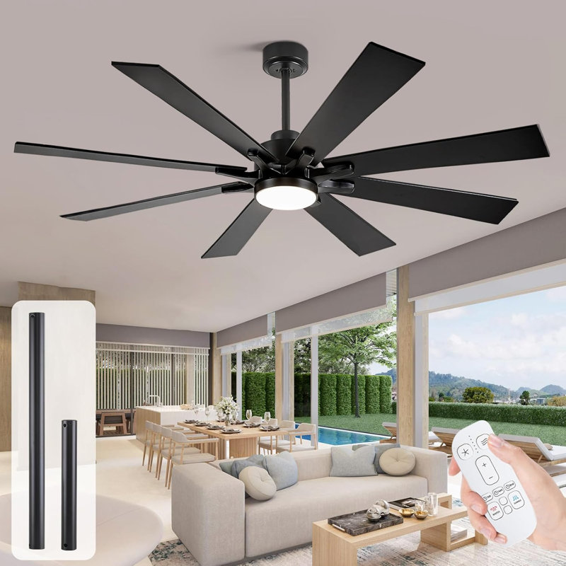 62 inch Ceiling Fans with Lights,Large Ceiling Fan with Light and Remote Control, Dimmable, 5 CCT, Quiet, Black Modern Ceiling fan For Living Room, Bedroom, Kitchen, Patio, Farmhouse, Indoor/Outdoor
