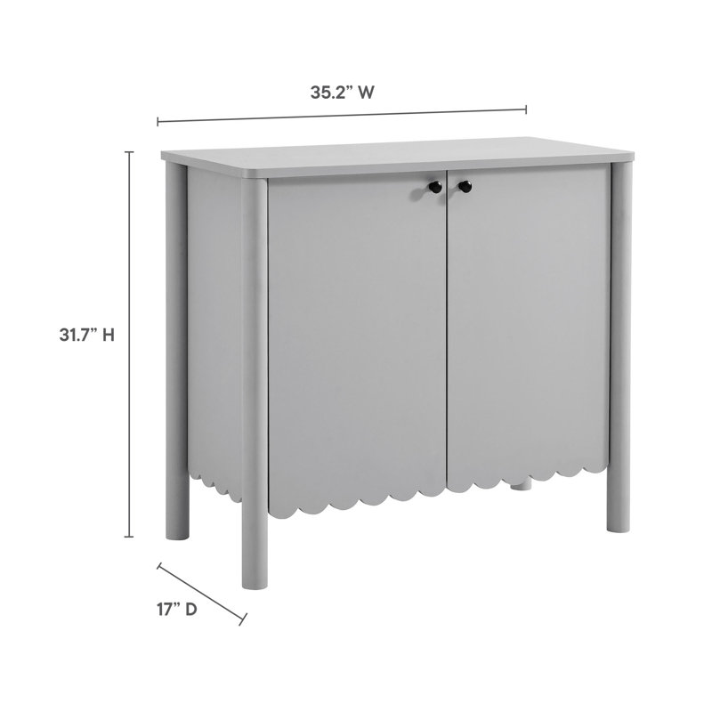 Emmeline Light Gray Scalloped Edge 35" Sideboard Cabinet