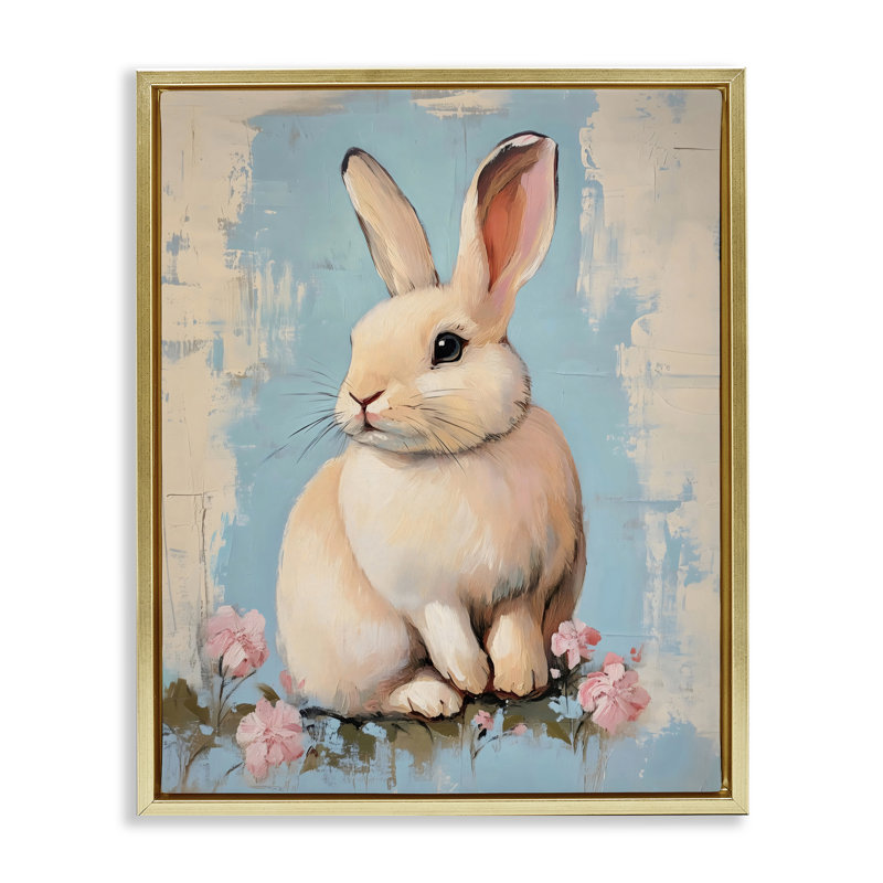 Cadre flottant pastel en forme de lapin de Pâques patiné, design par Arlington Prints, H 21 po x l 17 po