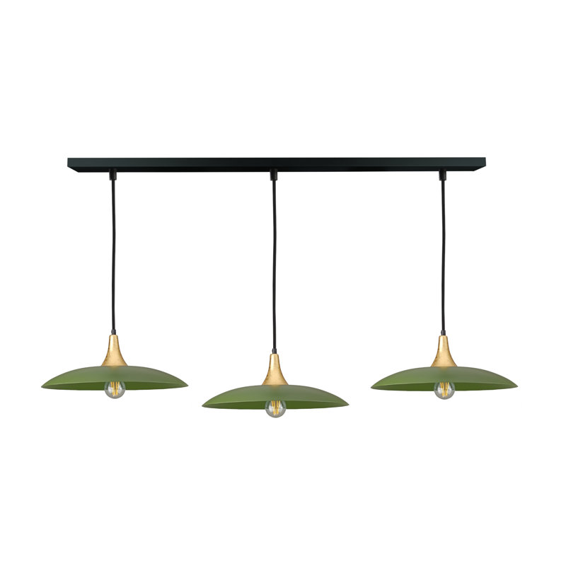 - Light Matte Black Dome Pendant, Gold/Khaki, 120cm H x 130cm W x 41cm D, 3 Lights