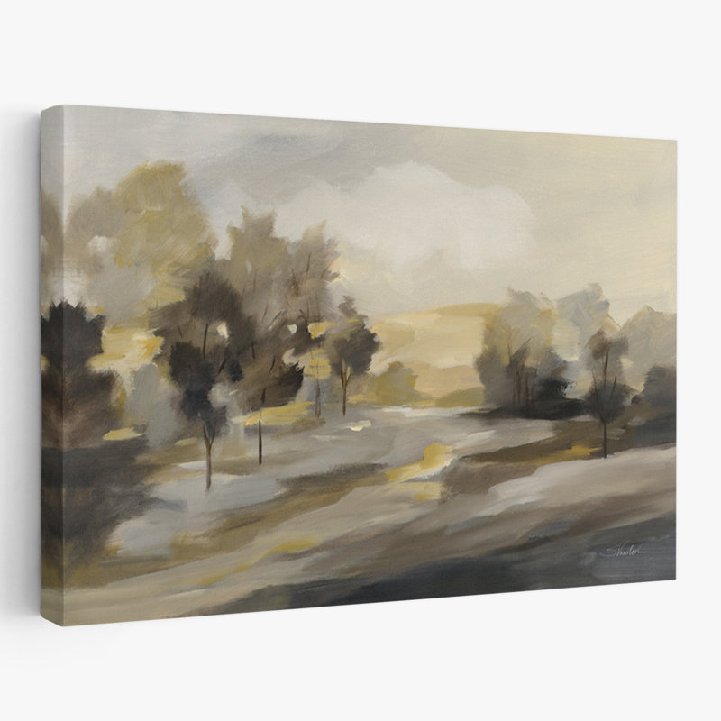 Paysage rustique - champs abstraits brun crème, H 24 po x l 16 po