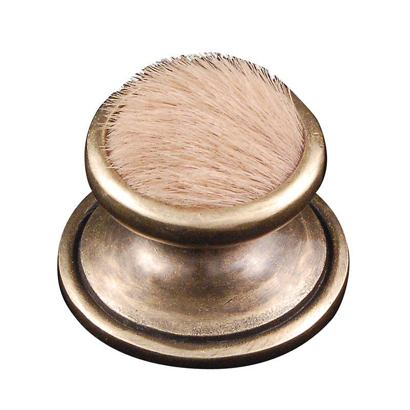 Equestre Round Knob, Polished Nickel, Large, Brown Stone