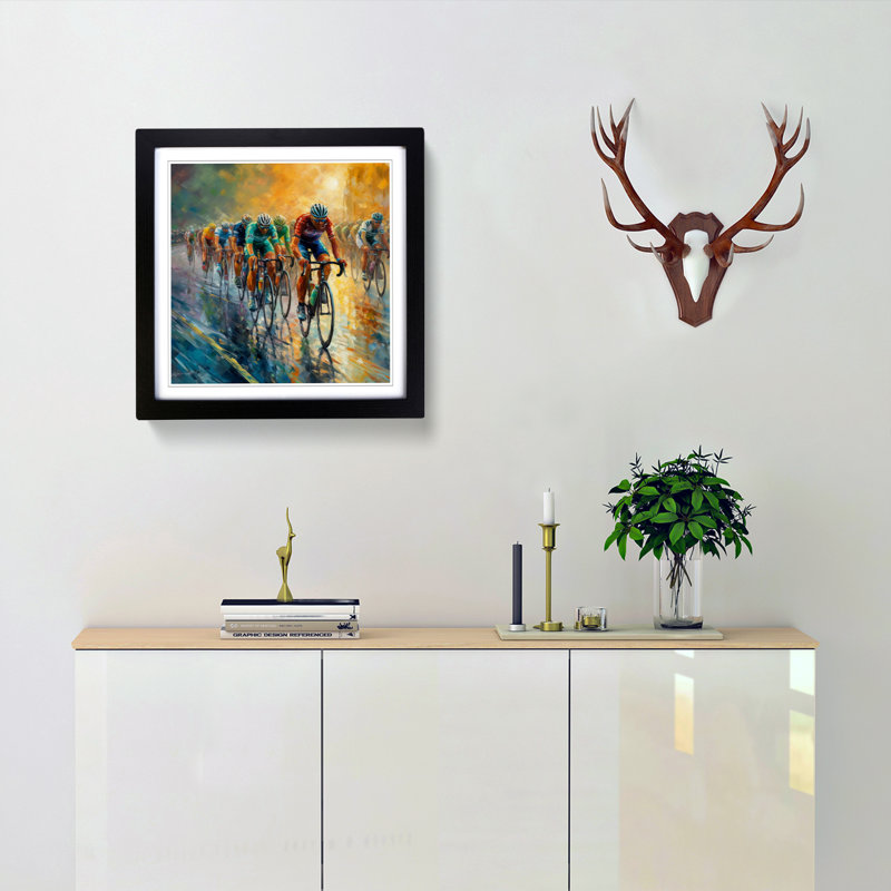 Tour De France Neo-Impressionism - Single Picture Frame Print on Wood, Black