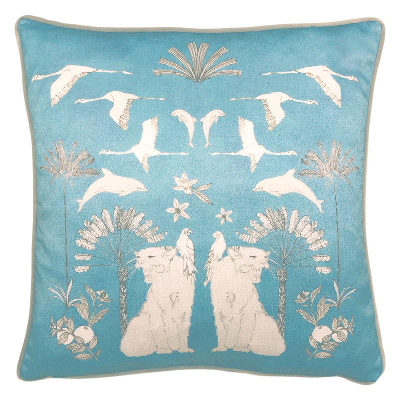 Colony Palm Feather Filled Square Scatter Cushion Cushion With Filling, Polyester