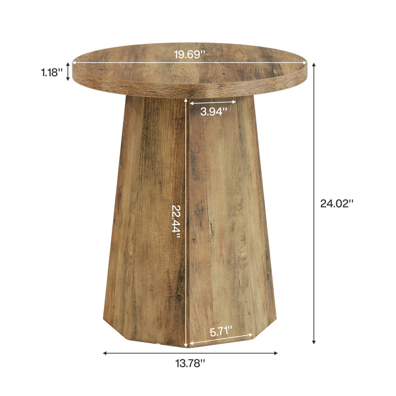 Farmhouse Round End Table with Octagonal Base