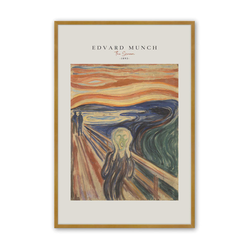 The Scream par Edvard Munch v2 Ships Rolled, H 15,25 po x l 12,25 po x P 1,25 po, Or poli