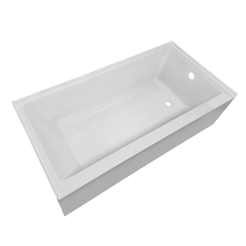 White 60" Acrylic Alcove Soaking Bathtub with Right Drain