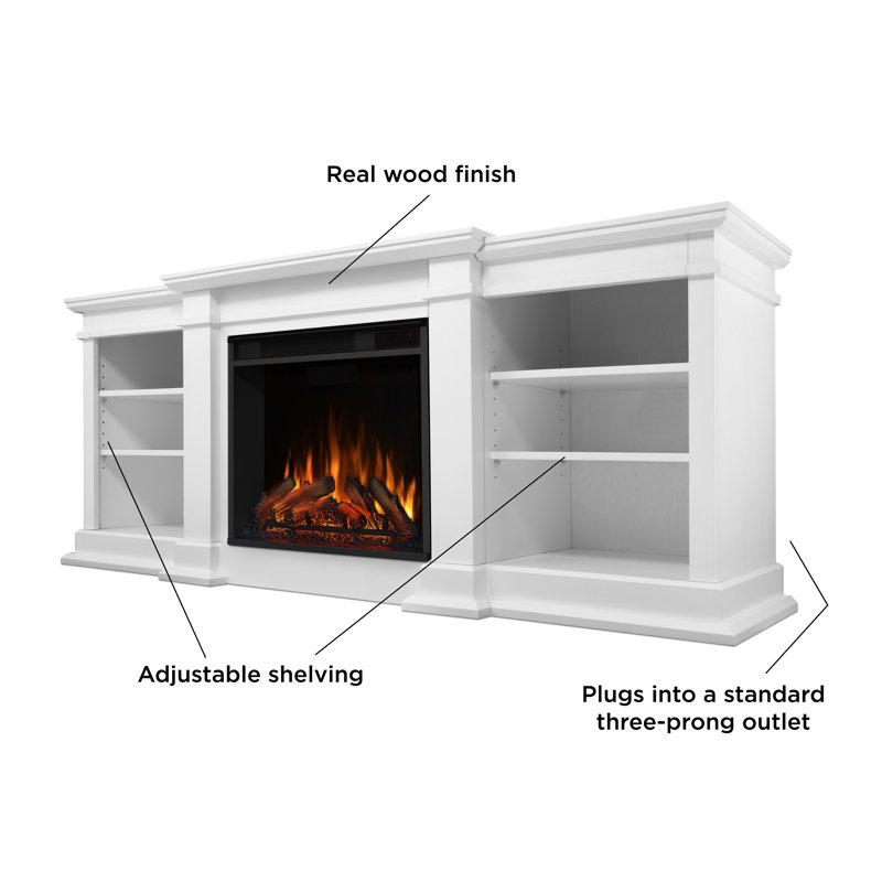 Fresno TV Stand with Fireplace, White