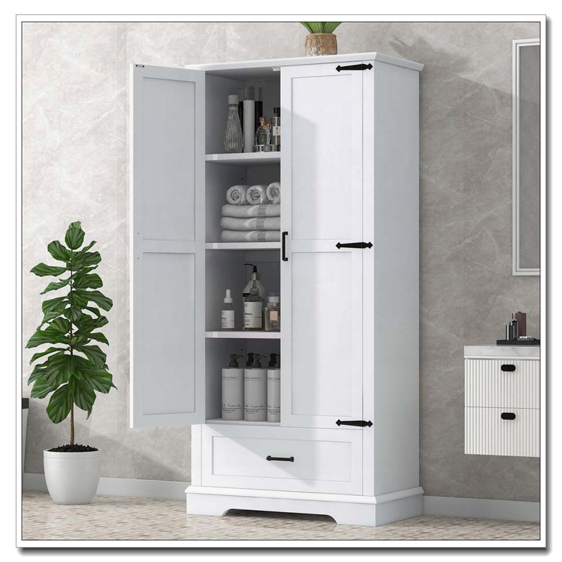 Armoire de rangement autoportante avec tiroir et tablette réglable