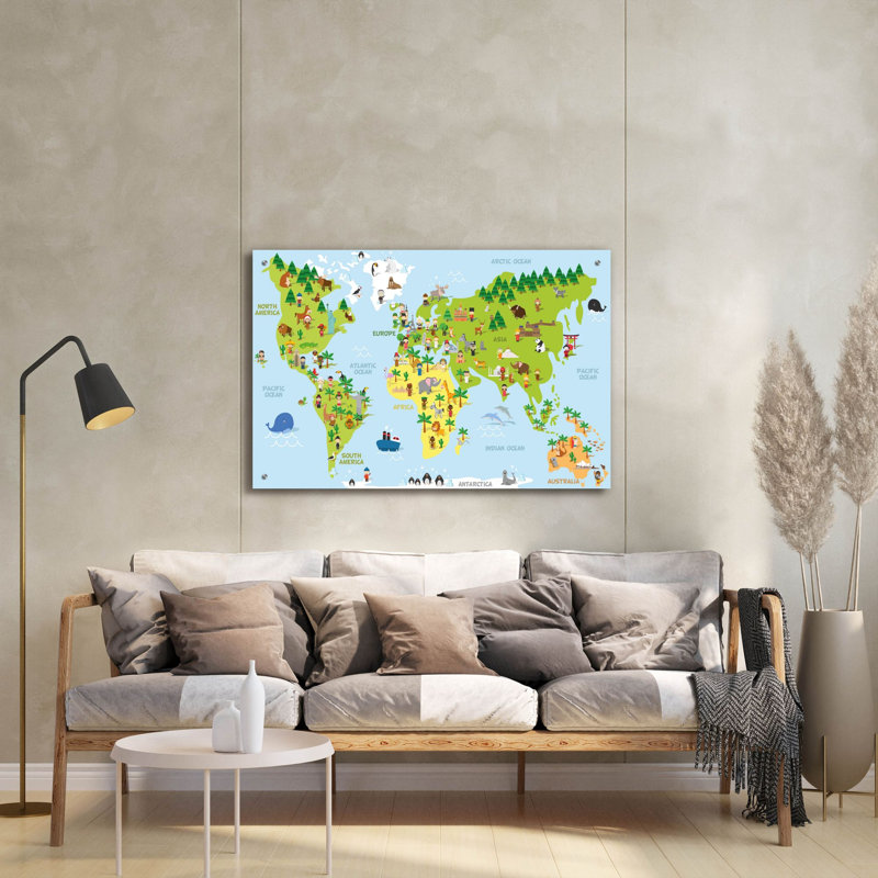 «Kids Map» par Epic Portfolio, art mural en verre acrylique, H 24 po x l 36 po x P 0,2 po