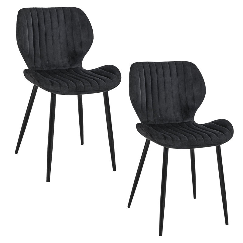 Garrettsville 47cm H Tufted Velvet Upholstered Upholstered Back Side Chair in Black