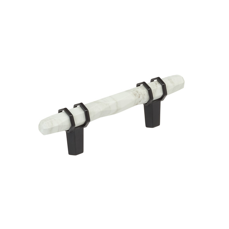 Poignée barre Carrione, Blanc marbre / bronze noir, 3"