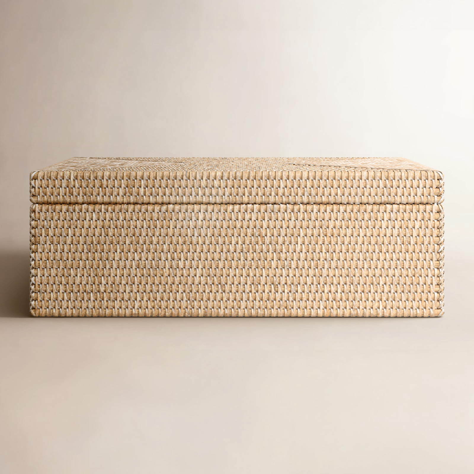 Handwoven Rattan Storage Basket, White Wash