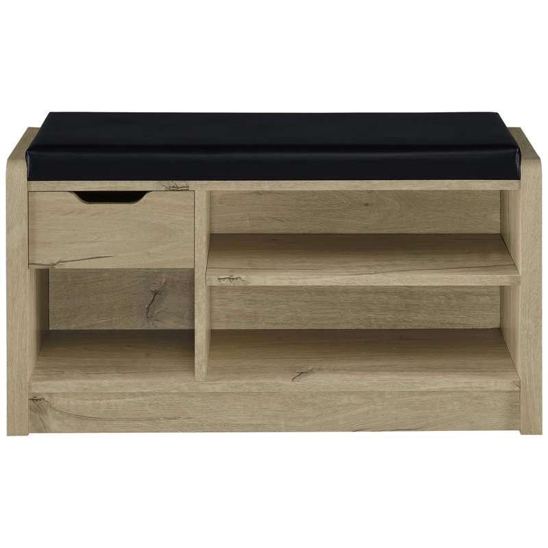 Astor White Oak Open Shelf Storage Bench, White Oak