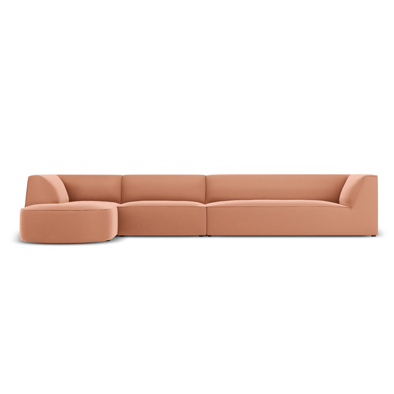 Adoraim 6 Seater Velvet Sofa & Chaise, Left Hand Facing, Pink