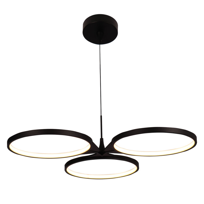 3 - Light Matte Black LED Novelty Pendant, 15.50" H x 72" W