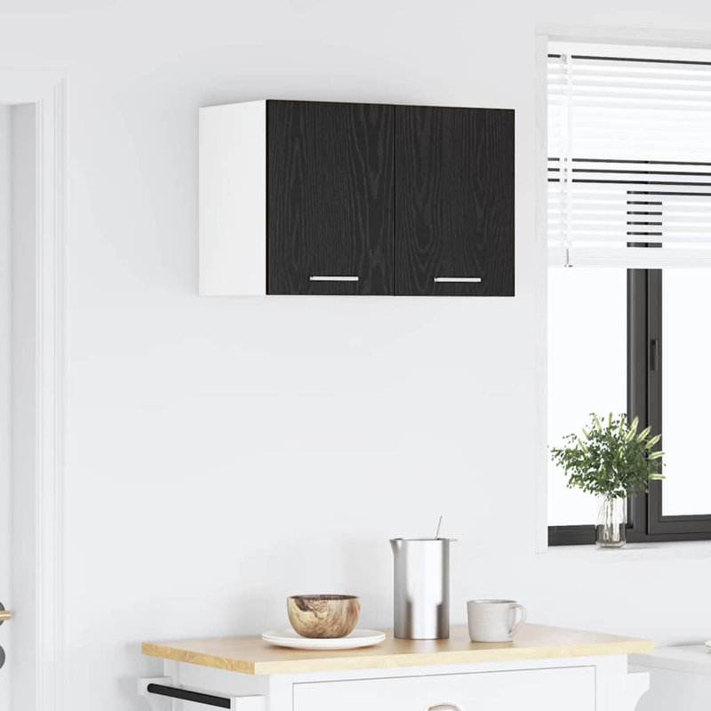 Vidaxl Hanging Cabinet With Storage Riga 2 Pcs Concrete Grey And White, 40cm H x 30cm W x 31cm D, Black/White