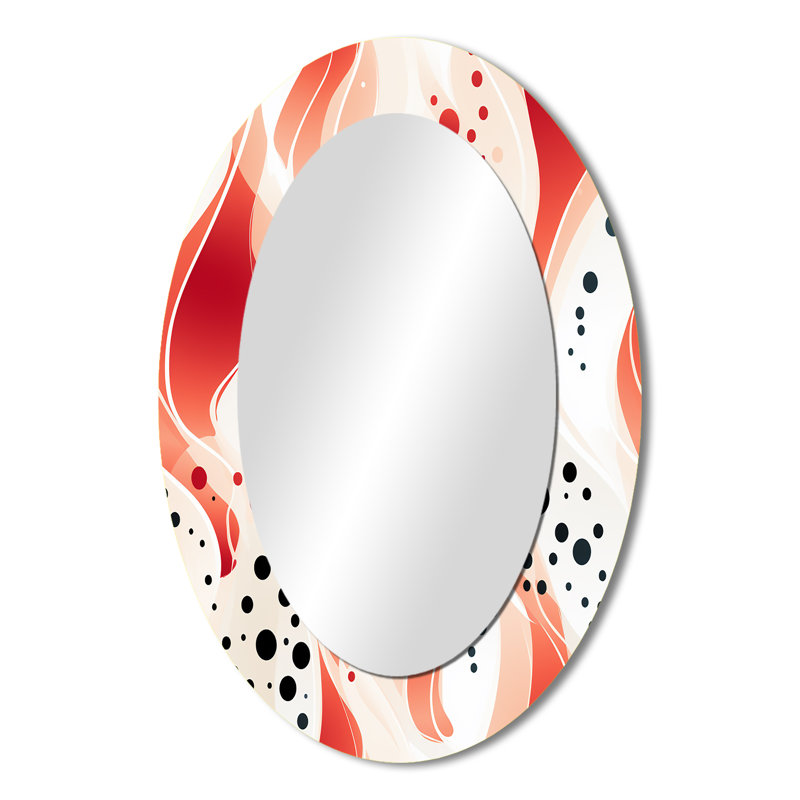 Motif à pois rouge et blanc - miroir à pois, miroir mural décoratif rouge, impression d'art en métal, H 36 po x l 24 po