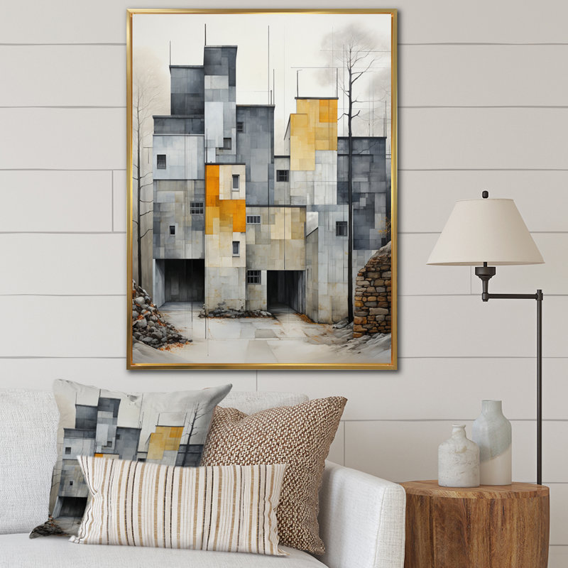 «Winter Warehouse Palette I», reproduction sur toile, 44" H x 34" W, Cadre flottant doré