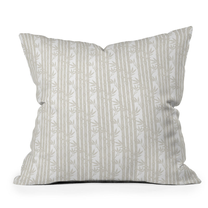 Coussin décoratif à rayures en bambou Little Arrow Design Co, Beige, Carré 26 po