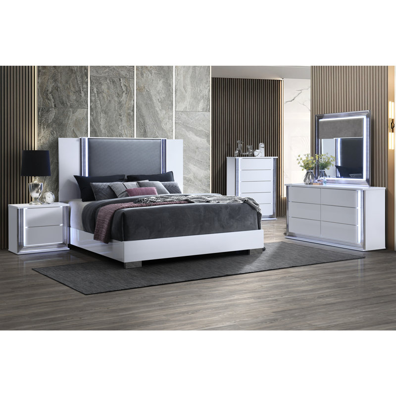 Ensemble de chambre à coucher 5 pièces, Blanc, Très grand