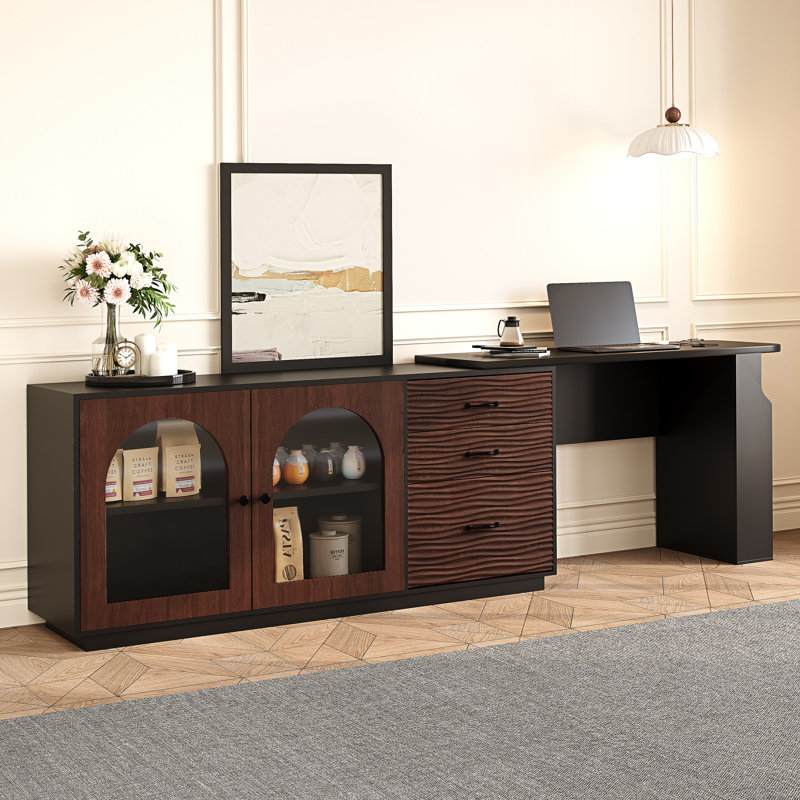 Calvers Expandable Dresser Desk Combo with Drawers for Storage