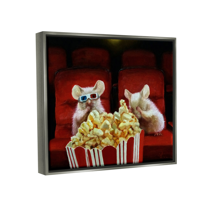 «Trinx Mice Movie Theatre Popcorn», art mural sur toile flottante par Lucia Heffernan, H 25 po x l 31 po x P 1,7 po