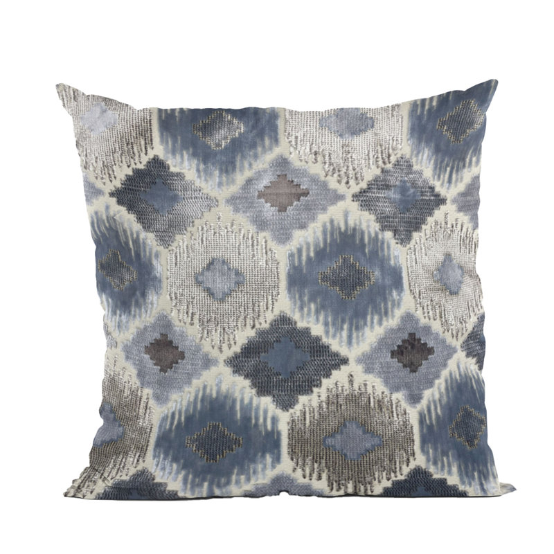 Coussin Plutus Indigo Jewel iKat, Forme rectangulaire, H 12 po x l 20 po