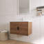 Meuble-lavabo mural 30 po avec lavabo en céramique | Armoire flottante, portes à fermeture en douceur et contreplaqué résistant à l'eau - Noyer brun