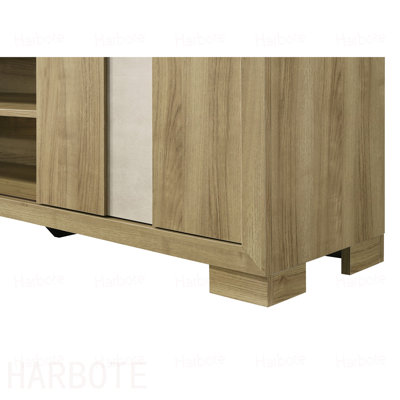 Entertainment Console Rustic Charm Driftwood Wood Finish Open Shelf Living Room Furniture