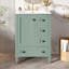 Meuble-lavabo et lavabo modernes 24 po vert clair, rangement de salle de bain peu encombrant