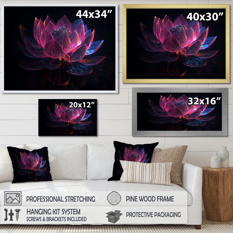 «Lotus Magical Luminiscent Blossoming», reproduction sur toile, Toile tendue, H 12 po x l 20 po x P 1 po
