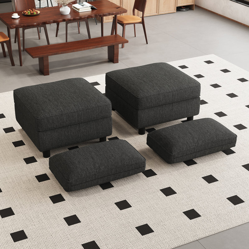 Deux repose-pieds modulaires avec rangement, Gris foncé