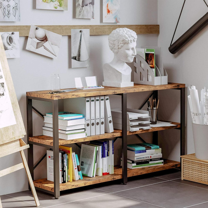 Étagère en métal Mizrahi, 30,1 po x 55,1 po x 13,3 po, Brun rétro
