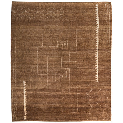 Monaco Brown Hand-Knotted Abstract Rug
