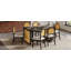 Ensemble de table de salle à manger de ferme pour salle à manger de 6 à 59,8 po avec placage de chêne vieilli et 6 chaises en rotin, mobilier de cuisine rustique pour la salle à manger (espresso) TREXM-482863879