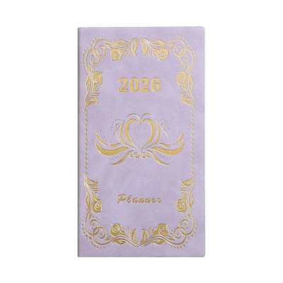 Cahier de notes 8 couleurs 2026 rétro feuille d'or cœur hebdomadaire planificateur mensuel suède couverture souple journal quotidien pour les écoles de bureau gestion des horaires