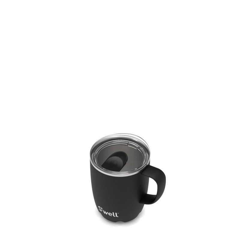 Onyx Black Stainless Steel 12oz Travel Mug with Handle