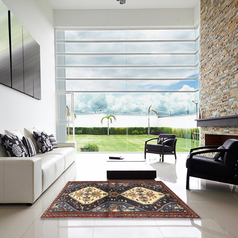 Tapis oriental brun / bleu / beige, Carré 6 pi