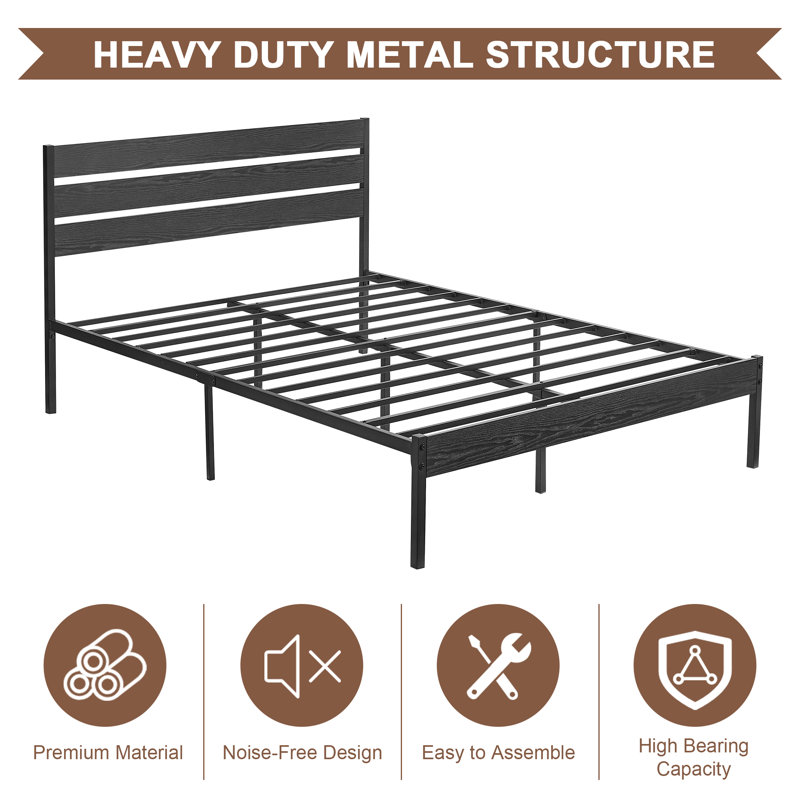 Purtell Steel Piece Bedroom Set, Full / Double, Black
