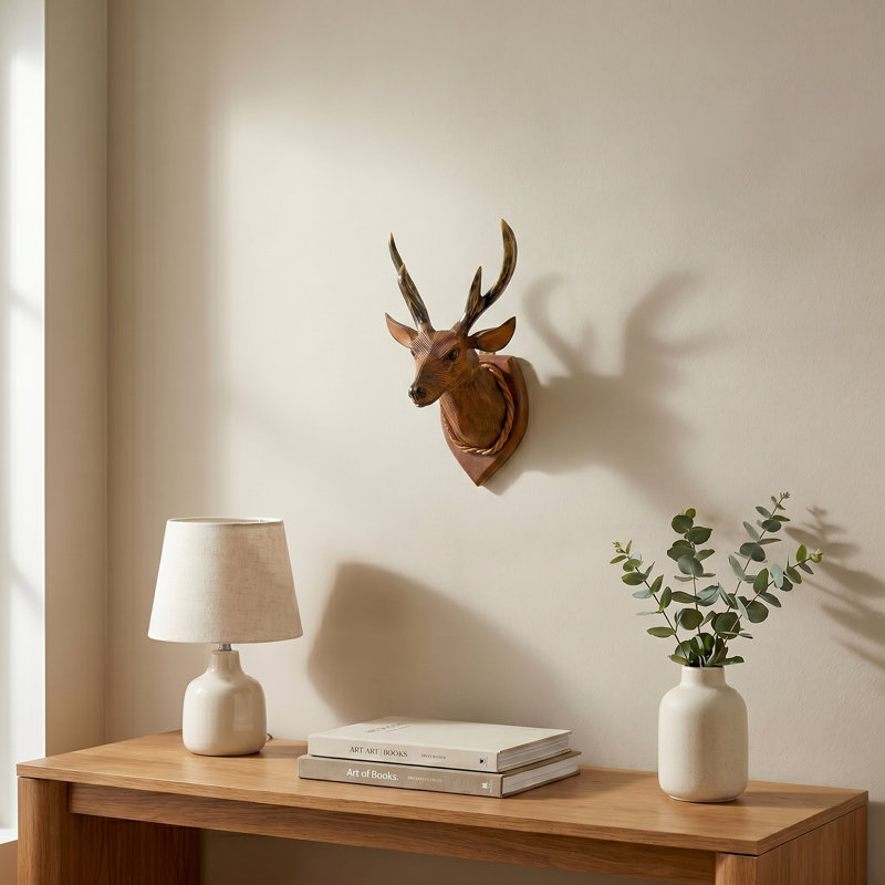 Bordt 15 tête de cerf à suspendre au mur, sculpture, décoration, décor à la maison, décor, auberge, figurine en bois faite à la main