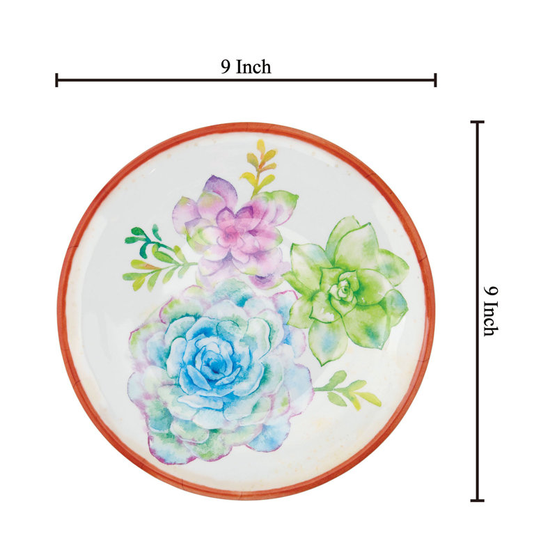 6-Piece Sweet Succulents 9" Melamine Plate