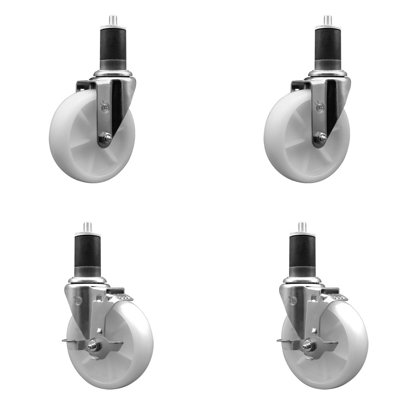 Nylon Wheel Swivel 1-5/8 Inch Expanding Stem Caster Set 2 Brakes SCC
