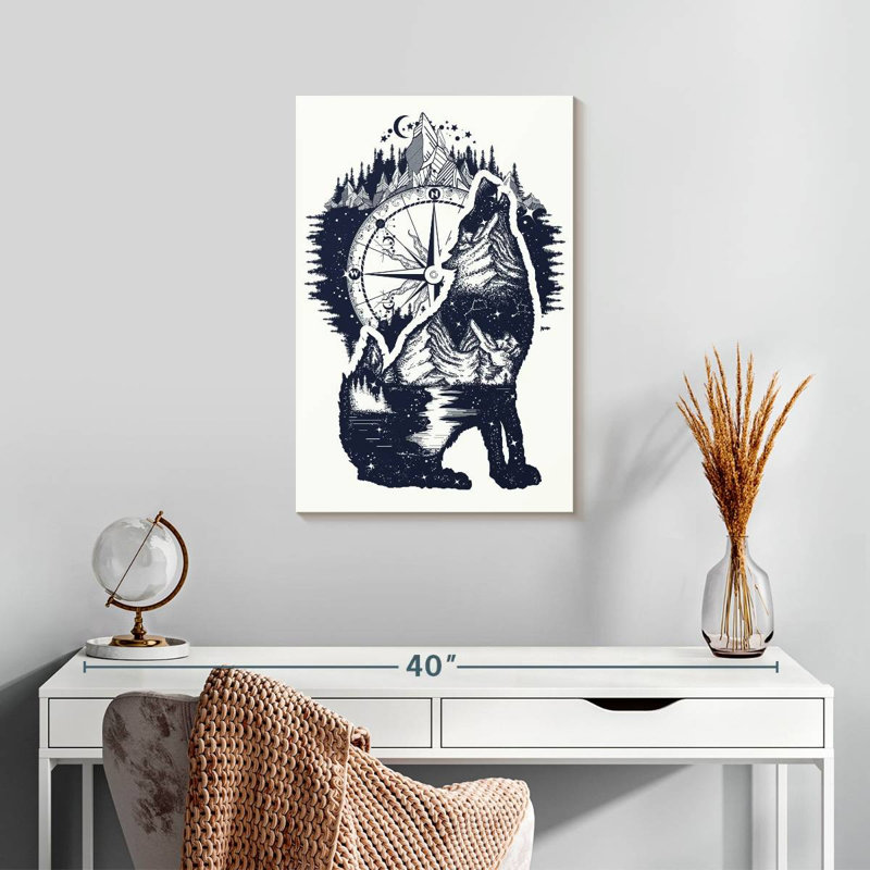Brampt Howling Mountain Wolf, 24" H x 16" W