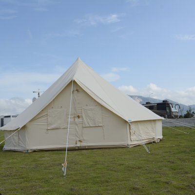 Toile tente tente cloche glamping, tente yourte 4 saisons pour le camping, tente toile en coton 4 m / 5 m pour le camping familial, la chasse en plein air ou la fête (13 pi-16,5 pi). Durable, spacieux et polyvalent.