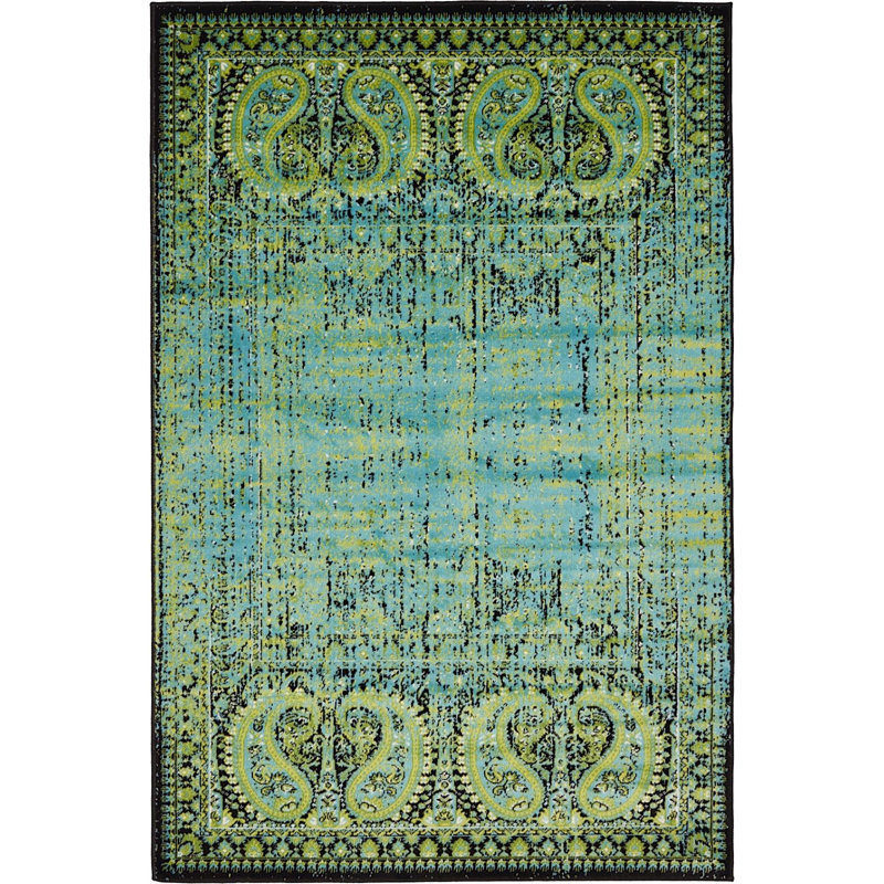 Tapis vert à motif oriental Majestic, Rectangle 10 pi x 13 pi